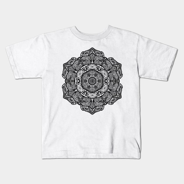 Elegant Mandala - Black Lace Kids T-Shirt by ElviraDraat